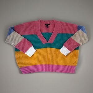 Forever 21 Women’s Color Block Oversized V-Neck Sweater Size Medium